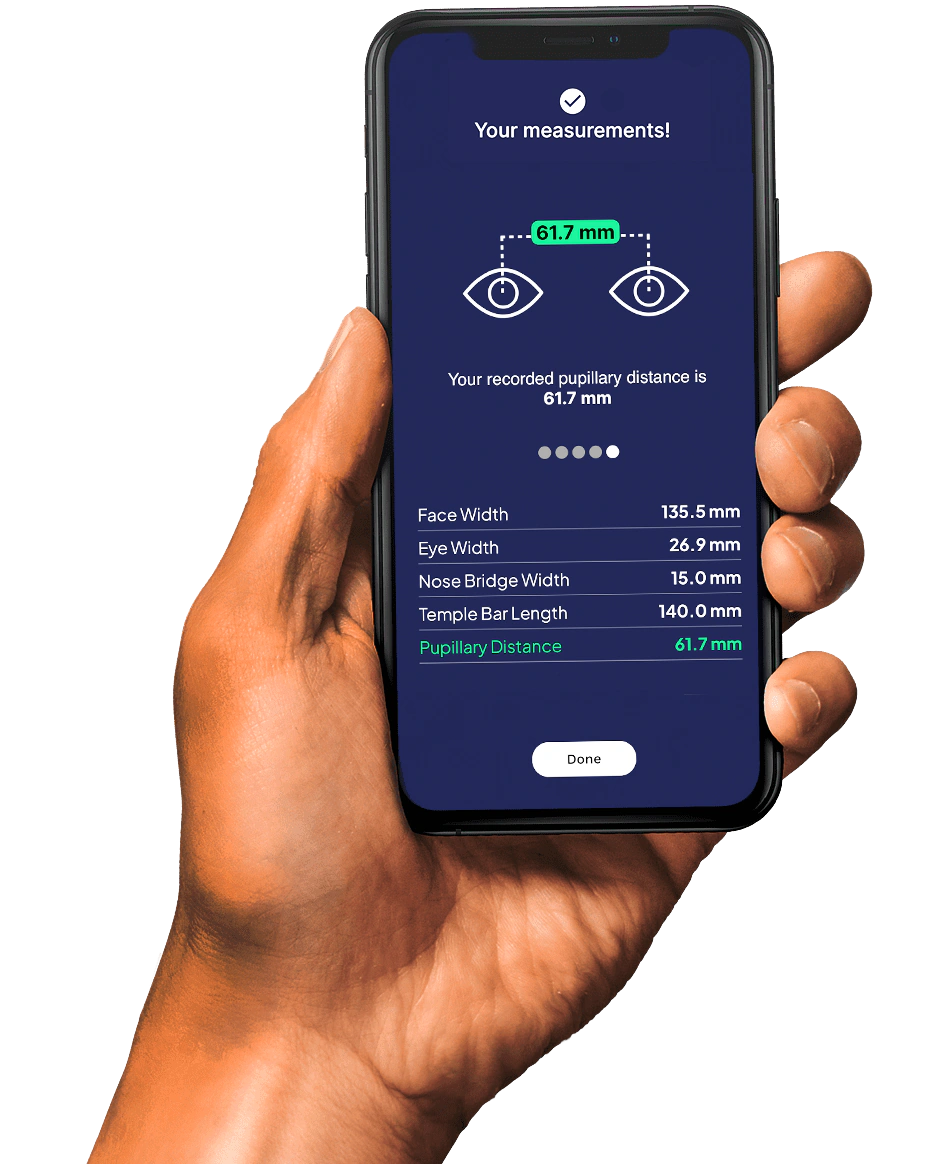 Veero measurement results displayed on a phone