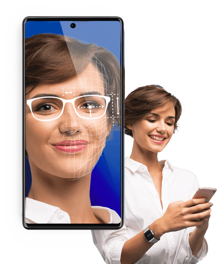Veero facial measurement shown on a mobile phone